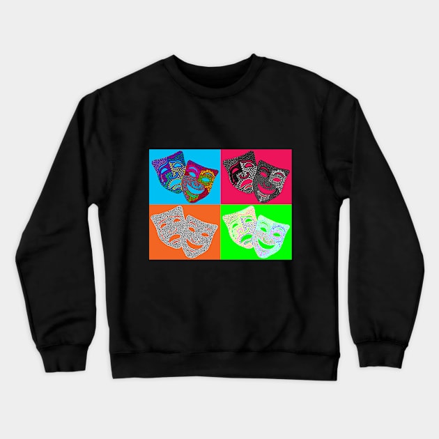 Comedy & Tragedy Masks Crewneck Sweatshirt by NightserFineArts